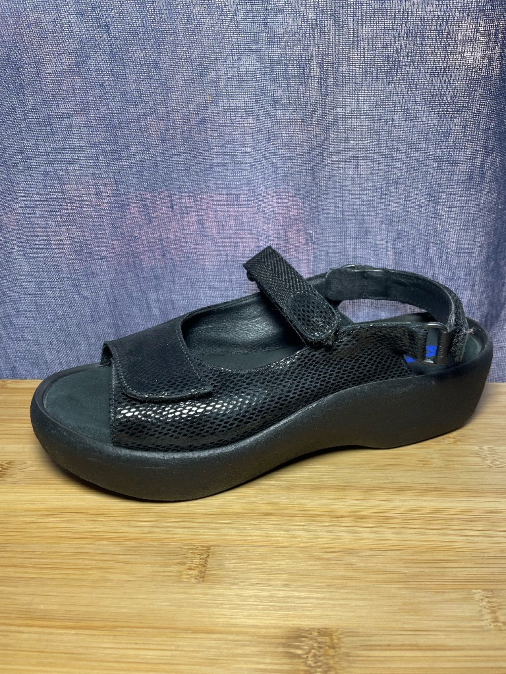 Wolky Jewel Women's Open Toe Slingback Sandals Black Snake Snakeskin Print 39 8